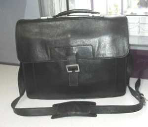 MALETÍN DE CUERO NEGRO CALIDAD HIDESIGN CARTERA PORTÁTIL TABLET BOLSO DE HOMBRO - Imagen 1 de 12