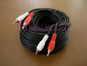 100 pies 2 RCA macho a 2 RCA macho cable de conexión de audio macho receptor estéreo de TV por cable 100' pies - Imagen 1 de 1