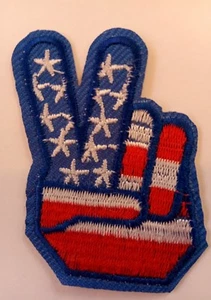 1960'S Style PEACE SIGN Iron on Patch 2" x 1.5" - Picture 1 of 2