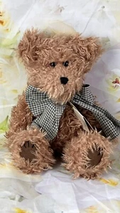 Boyds Bears STUBBY MCBOBBLE #510307 Plush Shaggy Bear w/Green Plaid Bow Tags - Picture 1 of 15