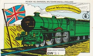 GREAT WESTERN QSL GROUP, SWINDON, Wiltshire - Vintage RADIO QSL CARD - Picture 1 of 2