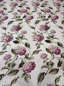 Laura Ashley Hydrangea Pink Natural Fabric SOLD BY THE METRE - Picture 1 of 1