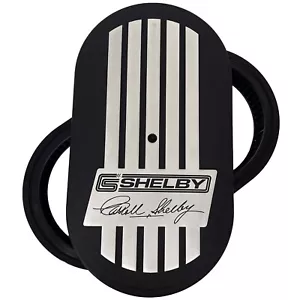 Carroll Shelby 15" Oval Air Cleaner, Raised Billet Top, Black Die-Cast Aluminum - Foto 1 di 5