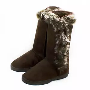 WOMENS LADIES FLAT BOOTS CALF LENGTH FURRY LINED - Picture 1 of 2