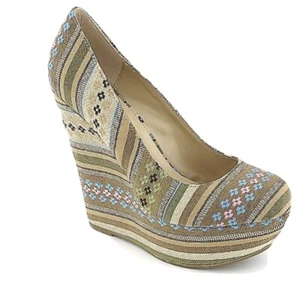 BRAND NEW!!! Breckelle's Womens Cilo-05S Casual Wedge - Natural/Multi Size 7 - Picture 1 of 6