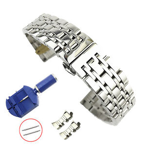 2in1 Curved Flat Connectors Watch Band 12mm-26mm Strap Stainless Steel Bracelet