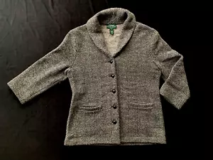 Abrigo Lauren Ralph Lauren Negro, Blanco Espiga Suave Doble Punto-PL - Imagen 1 de 5