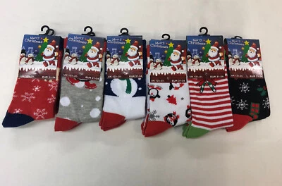 MK-ONESTOPSHOP 3/6/12 Pairs Mens Ladies Christmas Socks Novelty Kids Stocking Filler Xmas Gift