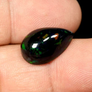 6.54 Ct Pleasant Perfect Pear 17 x 10.7 MM Multi Color Play Welo Black Fire Opal - Imagen 1 de 5