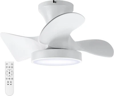 SOILSIU Low Profile Ceiling Fan with Lights and Remote - Small Flush Mount Fan（22inch）