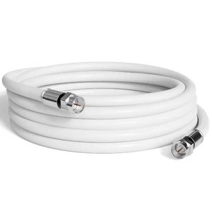 40 Foot White - Solid Copper Coax Cable - RG6 Coaxial Cable with Connectors, F81 - Picture 1 of 12