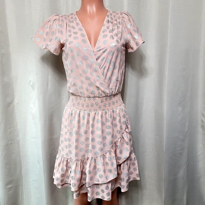 Vestido Michael Kors Tropical Palmetto Imitación Envolvente Para Mujer Talla XS Rosa Nuevo con Etiquetas Foto 1 de 4