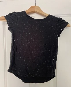 Girls' Sparkle Black Short Sleeve T-Shirt - Cat & Jack Black 5T - Picture 1 of 3