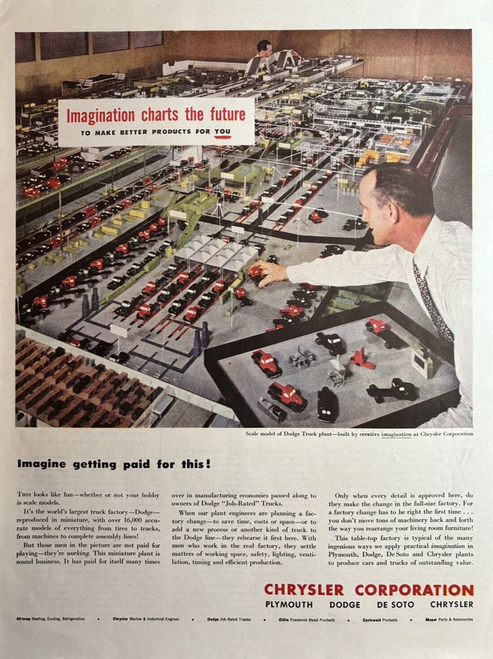Chrysler Corporation Imagine Charts 1947 modelo Future Engineers anuncio impreso de colección Foto 1 de 1