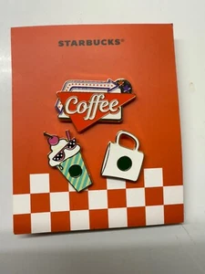 Starbucks Coffee Set of 3 Enamel Pin Set Caffeinated New Coffee Sign And Drinks - Picture 1 of 1
