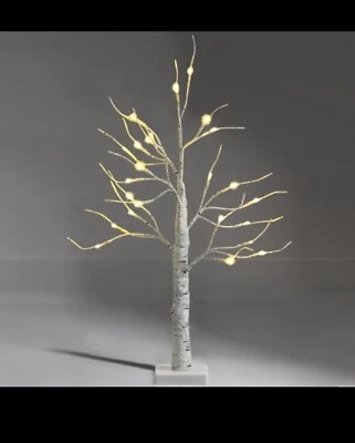 Artificial White Birch Tree 2ft Pre-lit Tabletop Christmas Tree With LED Lights - Image 1 of 4