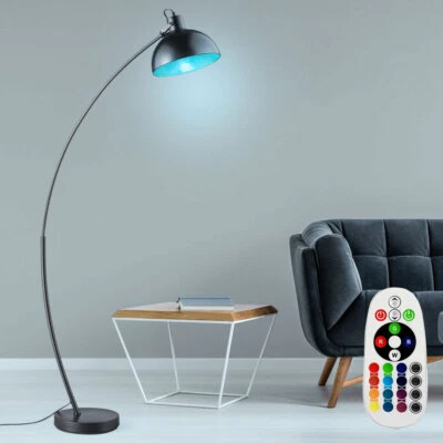 RGB LED Steh Lampe Ess Zimmer Farbwechsel Bogen Stand Leuchte GOLD FERNBEDIENUNG - Bild 1 von 4