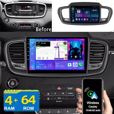 Rádio estéreo carro 10.1"" 4+64G Android 15 Apple CarPlay para Kia Sorento 2015-2020 - Imagem 1 de 4