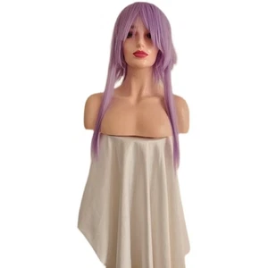 Women's Wig Light Purple Wig Med-Length Straight Wig Ladies Hair Wig+Wig Cap - Picture 1 of 4