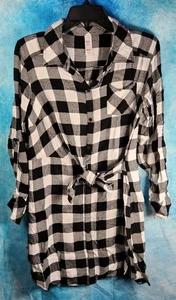 Girls Justice Size 18/20 Flannel Dress With Bow Side Tie black & White VGPOC - Picture 1 of 5