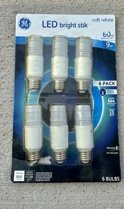 GE Bright Stik 9w LED Light Bulb • 60W replacement Soft white (6-Bulbs) 2700k - Picture 1 of 3