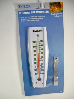 Termómetro de ventana Taylor con soporte ajustable - fácil de leer - a prueba de óxido Foto 1 de 4