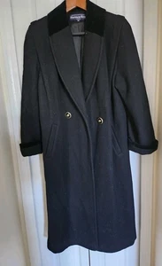 Vtg Herman Kay Women's Black Wool Nylon Formal  With Preppy Velvet Collar... - Picture 1 of 12