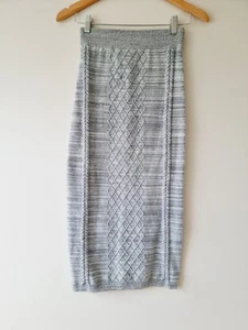 VIKTORIA & WOODS Esquire Cable Knit Skirt Grey Marle SIZE 0 elastic waist - Picture 1 of 5