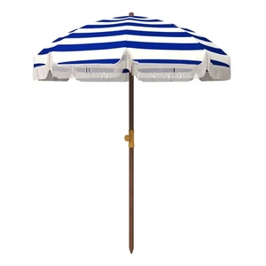 Outsunny 6.2' Ruffled Beach Umbrella with Carry Bag, Vent, Blue - Picture 1 of 11