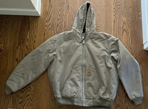VINTAGE Carhartt Jacke Herren XL grau braun Workwear Thermo gefüttert J68DES Y2K - Bild 1 von 10