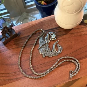 Vintage 80’s WIZARD MAGIC PENDANT w TWISTED ROPE CHAIN Festival Rave Shrooms - Bild 1 von 6