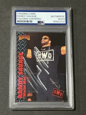 “MACHO MAN” RANDY SAVAGE 1999  TOPPS WCW/NWO NITRO SIGNED AUTO CARD PSA/DNA - Image 1 of 2