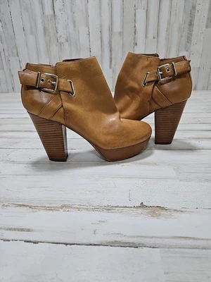 Gianni Bini Marrón Botines Cremallera al Tobillo Botas Mujer Talla 7.5 Plataforma Tacón Otoño Boho Foto 1 de 4