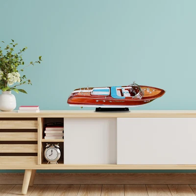 Hecho a Mano Madera Riva Ship Modelo 21" - Regalo Decoración Hogar y Oficina Vintage Foto 1 de 4