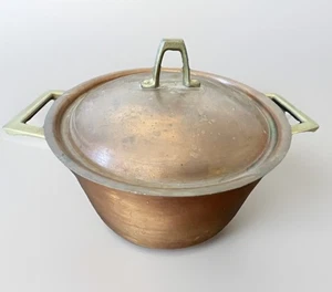1801 Copper Pot Paul Revere U.S.A 83 Copper Pan con coperchio 2 quarti stock 7 1/4"X 4" H - Foto 1 di 6