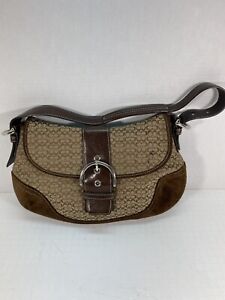 Coach Mini Hobo w/Buckle Drk Brown C Signature with Suede Accents