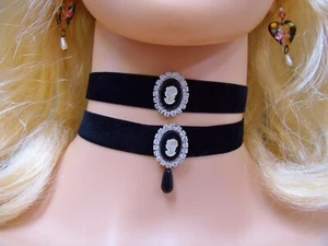 Alle Größen Halsband Kamee Kragen schwarz Samt Intaglio Coquette Lolita Regency - Bild 1 von 7