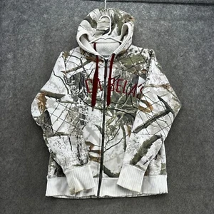 Cabelas Zonz Sweater Womens S White Full Zip Woodland Hooded Sweatshirt Outdoor - Picture 1 of 11