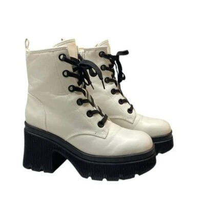 Botas Y2K Bratz Años 90 Gruesas Tacón Bloque Mujer Talla 10 Plataforma Suela Blanco Foto 1 de 4