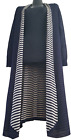 🌹women Maxi Coat Cardigan Xs-s Dark Navy Stripe Slimline Coverup Long Sleeve🌹