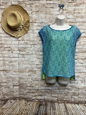 Conjunto Top Elie Tahari 2 piezas Aqua Lime Seda Mujer’s Pequeño - EXCELENTE Foto 1 de 4