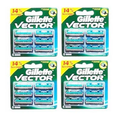 Gillette Vector Cartridges 24 Blades Blade Fits Contour Atra Plus Refil Fre Ship