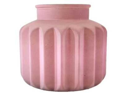 Glasvase altrosa rund Zick Zack Muster Petra Schnittblumen Blumen 18 H Geschenk - Bild 1 von 4