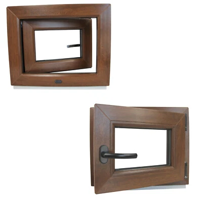 Kunststoff Fenster Kellerfenster Nussbaum Garagen Nussbraun Innen Außen 2 3 fach - Bild 1 von 4