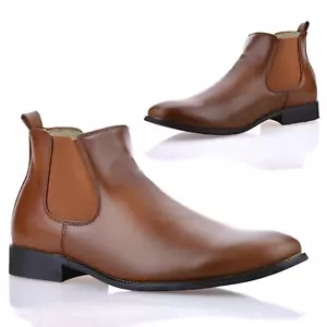 Mens Smart Formal Chelsea Dealer Memory Foam Casual Work Ankle Boots Shoes Size - Picture 1 of 16