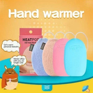 Mini USB Rechargeable Hand Warmer with Plush Cover Portable Pocket Winter Warm - Picture 1 of 13