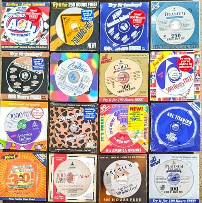 Vintage AOL DISC Collection #2 - ALL 16 CD Tray Formats SEALED - FREE SHIPPING ! - Image 1 of 4