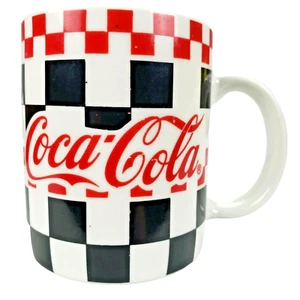 Coca Cola Coffee Mug Checkered Flag 12 oz Coke Cup Heavy Duty Thick 1996 Vtg - Bild 1 von 8