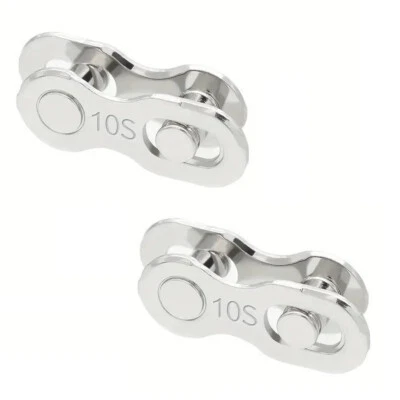 2 x FALSA MAGLIA CONNETTORE CATENA BICI BICICLETTA CORSA MTB 10 VELOCITA ARGENTO - Immagine 1 di 2