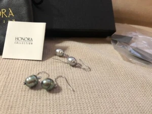 Honora 2 Paar Süßwasser Ring Perlen Ohrhänger Sterling Fischhaken NEU - Bild 1 von 4
